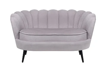 Диван ракушка Pearl Double Grey на черных ножках в интерьере