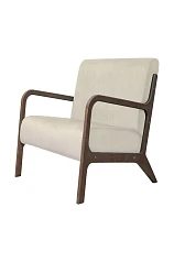красивое Низкое кресло с деревянными подлокотниками Mody Beige бежевый