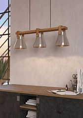 стильные 43952 Люстра CAWTON, 3X40W (E27), L760, B160, H1100, сталь, дерево, коричневый