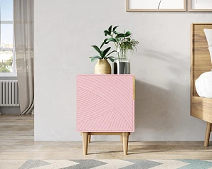 Тумбочка с дверкой "Line" LN08/GR1/pink в интерьере