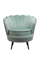 Низкое кресло ракушка Pearl Green на черных ножках на заказ