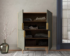 купить Большой комод с четырьмя дверками "Line" R19/browngrey в интернет-магазине