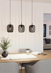 900495 Подвесной потолочный светильник ROMAZZINA, 3x40W, E27, L900, B200, H1100, сталь, черный