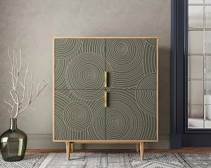 купить Большой комод с четырьмя дверками "Line" R19/browngrey в интернет-магазине
