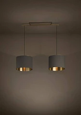 заказать 390336 Люстра SANTANDRIA, 2X40W (E27), L1050, B350, H1500, сталь, дерево, матовая латунь, коричневый/текстиль, капучино, латунь