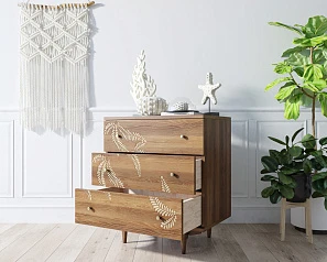 фото Комод "Boho" 3 ящика с растением арт BH04 в интерьере