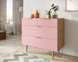 Комод с четыремя ящиками "Line" LN14/GR1/pink в интерьере