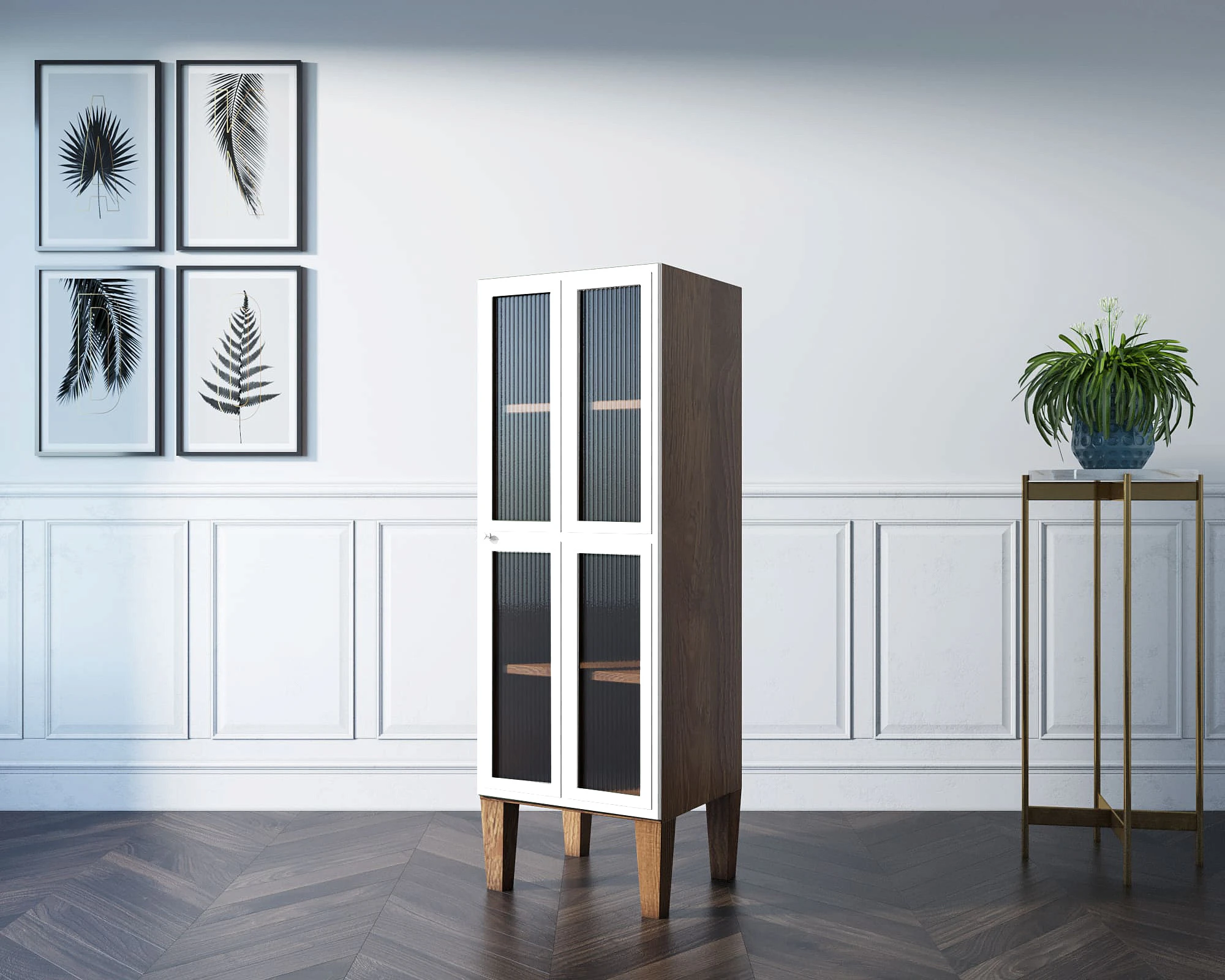 заказать Шкаф-витрина "Andersen" с рифлеными стеклами арт AN14WH