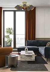 фото 31535 Люстра потолочная MASERLO, 5X60(Е27), металл, кремово-золотой/текстиль, капучино в интерьере