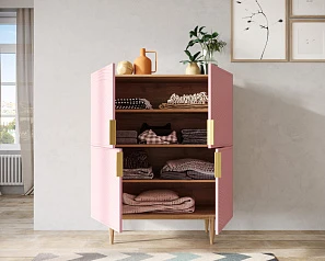 купить Большой комод с четырьмя дверками "Line" LN03/GR1/pink в интернет-магазине