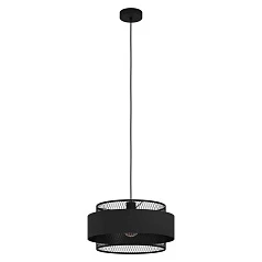 заказать 43668 Подвесной потолочный светильник (люстра) BAZELY, 1Х40W, E27, H1100, ?400, сталь/текстиль, черн