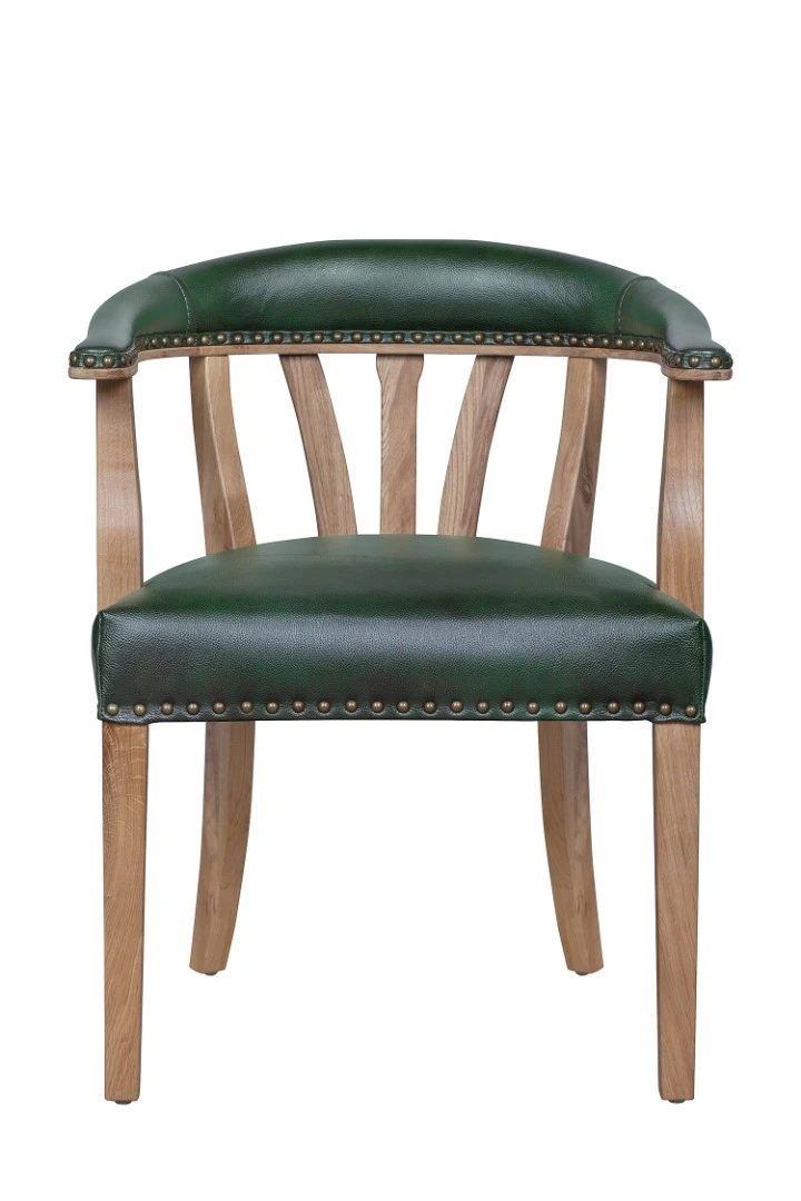 фото Мягкий стул с подлокотниками Tanner Green Leather в интерьере