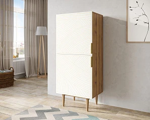 красивый Вертикальный комод с двумя дверками "Line" LN05/GR1/beige