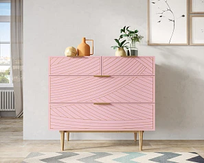 Комод с четыремя ящиками "Line" LN14/GR1/pink в интерьере