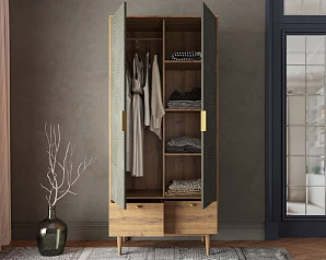купить красивый Шкаф двухстворчатый  с ящиками "Line" R26/browngrey