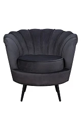 стильное Низкое кресло ракушка Pearl черный на черных ножках