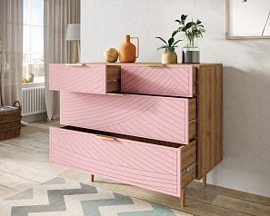 Комод с четыремя ящиками "Line" LN14/GR1/pink в интерьере