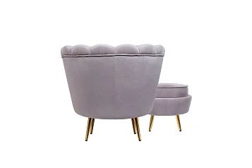 Кресло с пуфом ракушка Pearl Grey в интернет-магазине