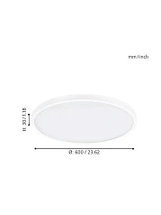 фото 97279 Светодиодный накладной светильник FUEVA 1 диммир., 27W(LED), 3400lm, ?600, H30, алюминий, белый в интерьере