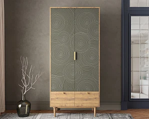 купить красивый Шкаф двухстворчатый  с ящиками "Line" R26/browngrey