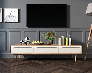 стильные Консоль под TV "Bruni white" с ящиками арт BR-21WH