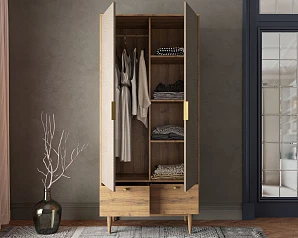 купить красивые Шкаф двухстворчатый  с ящиками "Line" R26/beige в интернет-магазине