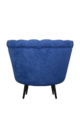 Низкое кресло ракушка Pearl синий на черных ножках