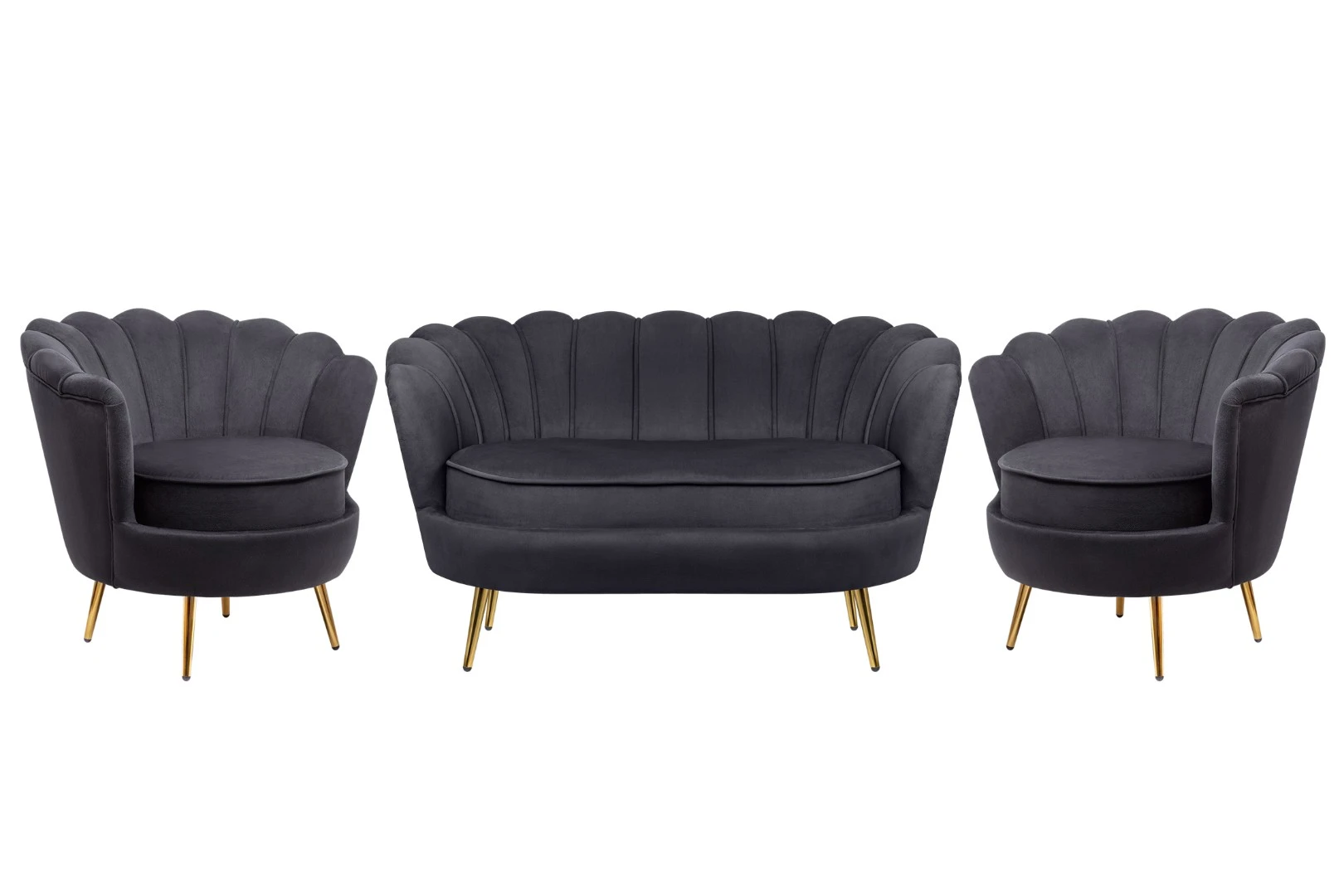 Комплект кресел и дивана ракушка Pearl Double Black в интерьере
