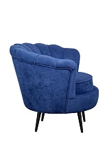 Низкое кресло ракушка Pearl синий на черных ножках