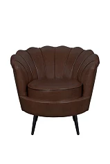 Низкое кресло ракушка Pearl Brown V2 на черных ножках