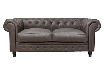 заказать Диван из коричневой кожи Chesterfield Brown Leather 2S