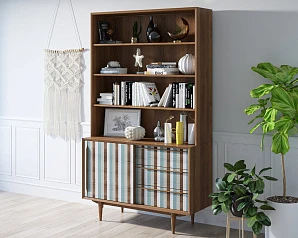 купить стильные Стеллаж "Bruni print 1" с дверками арт BR-01/print_1