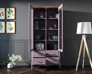 Шкаф Leontina Lavanda для посуды высокий 4 ящика  арт ST9355/4L в интерьере