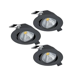 купить 900747 Комплект встраиваемых светильников диммируемых SALICETO, 3X6W (LED), 2700K, ?88, алюминий, черный в интернет-магазине
