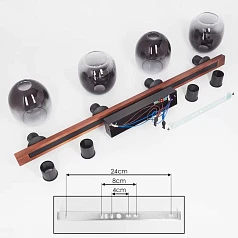 900185 Потолочный светильник FILAGO, 4x40W, E27, L880, B145, H250, сталь, дерево, черный, коричневый/стекло, темно-серый полупрозрачный
