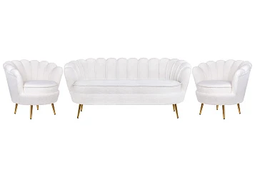 красивый Комплект кресел и дивана ракушка Pearl Triple White Boucle в интернет-магазине