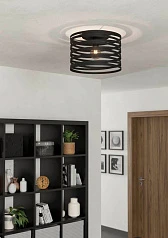 купить 900164 Потолочный светильник CREMELLA, 1x60W, E27, H260, ?370, сталь, черный