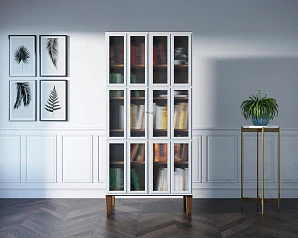 красивый Шкаф двухстворчатый "Andersen" с рифлеными стеклами арт AN12WH в интернет-магазине