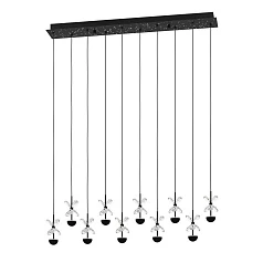 купить 390278 Люстра диммируемая PIANOPOLI 2, 10X2,3W (LED), 3000K, 2800lm, L870, B120, H1500, сталь, черный/переливающееся стекло, прозрачный в интернет-магазине