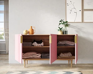 купить красивый Комод с тремя дверками "Line" LN02/GR1/pink в интернет-магазине