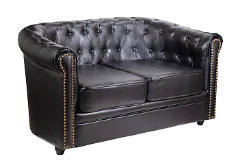 заказать Кожаный диван лофт Karo V2 черный в интернет-магазине