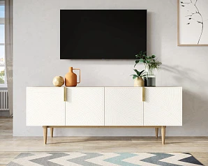 фото Комод под TV с четыремя дверками "Line" LN06/GR1/beige в интерьере
