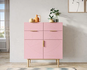 Большой комод с четырьмя ящиками и дверками "Line" LN17/GR1/pink на заказ в интернет-магазине
