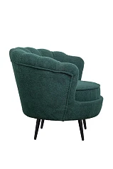 Низкое кресло ракушка Pearl зеленый Boucle на черных ножках