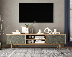 купить Комод "Line" с нишей низкий под TV R27/browngrey