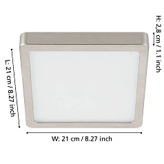 заказать 900594 Накладной светильник диммируемый FUEVA 5, 17W (LED), 3000K, L210, B210, H28, сталь, матовый никель / пластик, белый