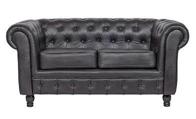 Диван из черной кожи Chesterfield Black Leather 2S в интерьере