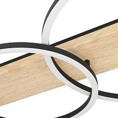901717 Светодиодный потолочный светильник BOYAL, 3х12W(LED), 5100lm, сталь, дерево, черн., коричн, пластик, белый