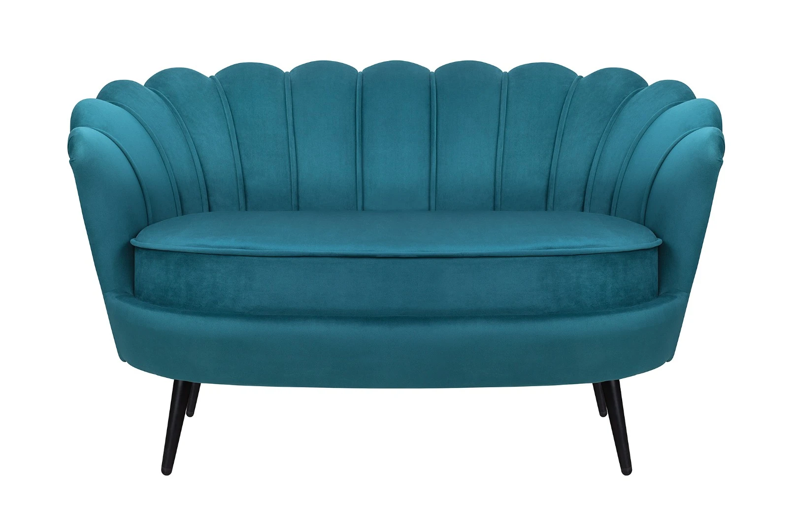 красивый Диван ракушка Pearl Double Marine Velvet на черных ножках