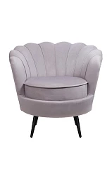 купить стильное Низкое кресло ракушка Pearl Grey на черных ножках